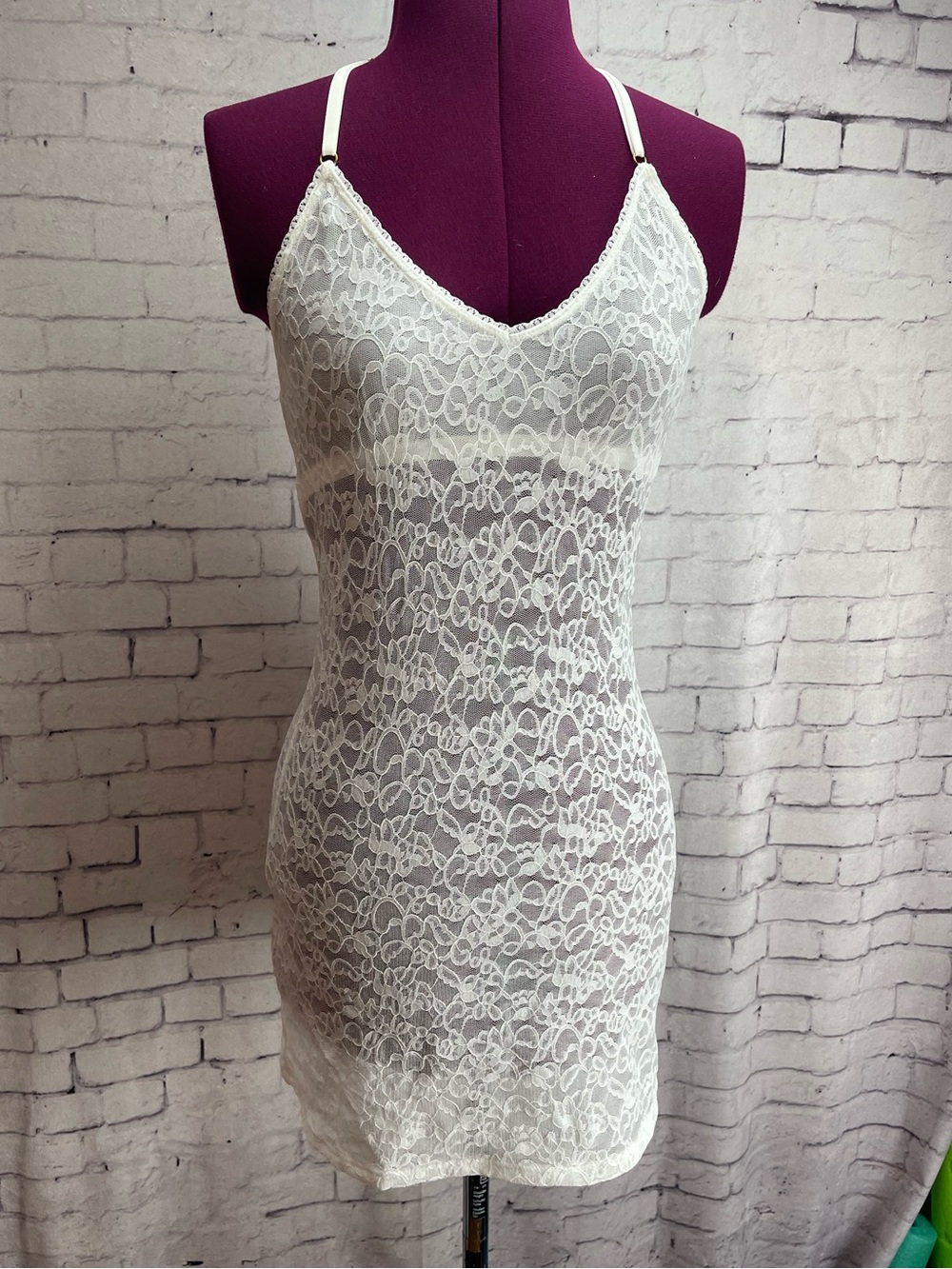 Victorias Secret the Lacie white lace slip dress size medium